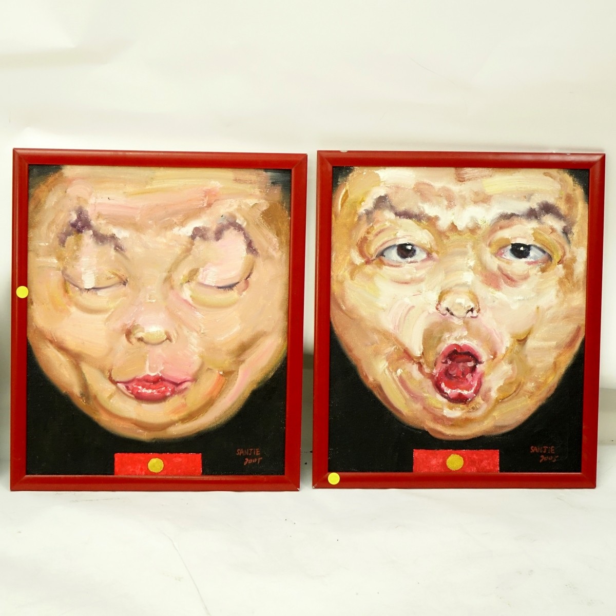 Wang Sanjie, Chinese (20th C) O/C, Four Male Faces - Image 3 of 7