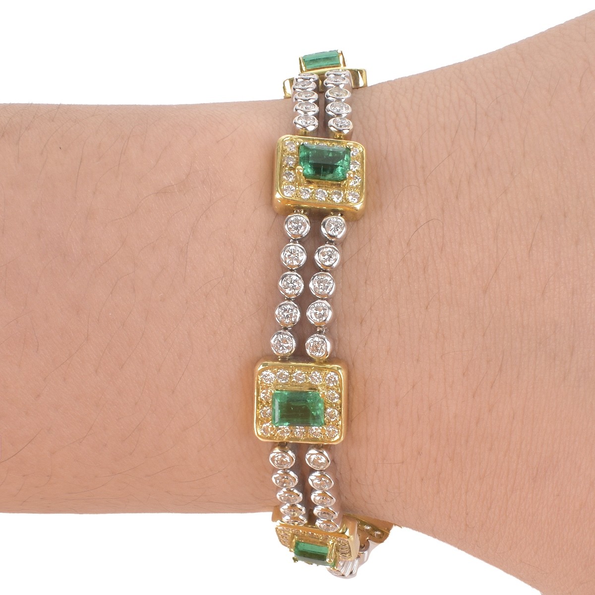 Emerald, Diamond and 18K Bracelet - Image 6 of 6
