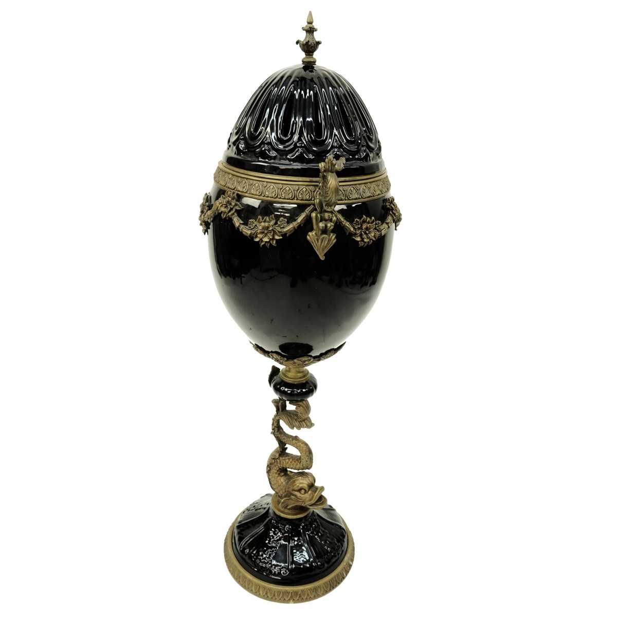 20th C. Empire Style Bronze and Porcelain Urn - Image 4 of 6