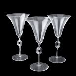 Three (3) Lalique "Tosca" Crystal Water Goblets