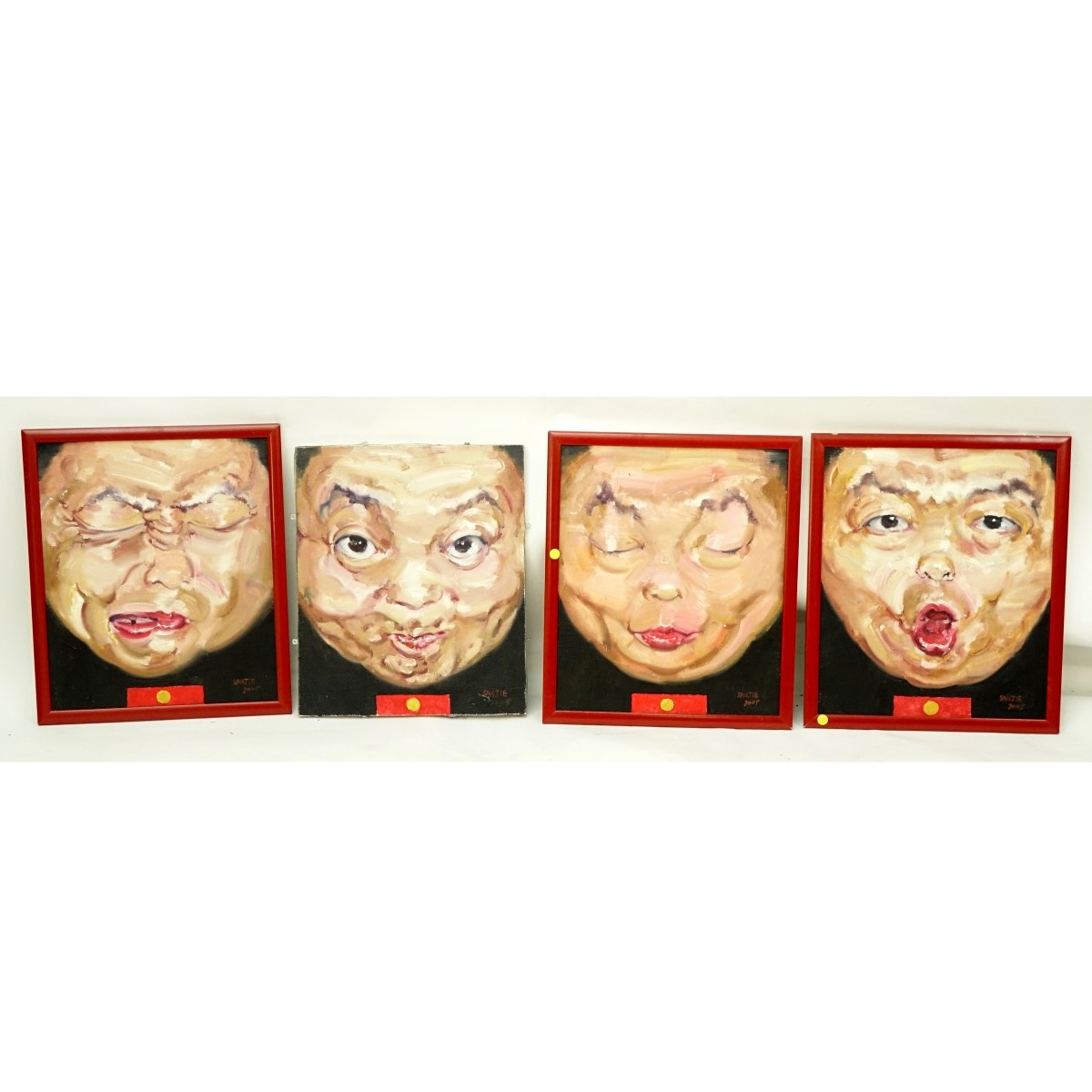 Wang Sanjie, Chinese (20th C) O/C, Four Male Faces