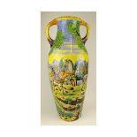 Large Vintage Italian Majolica Handled Urn. Figura