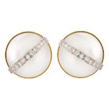 Mabe Pearl, Diamond and 14K Gold Earrings