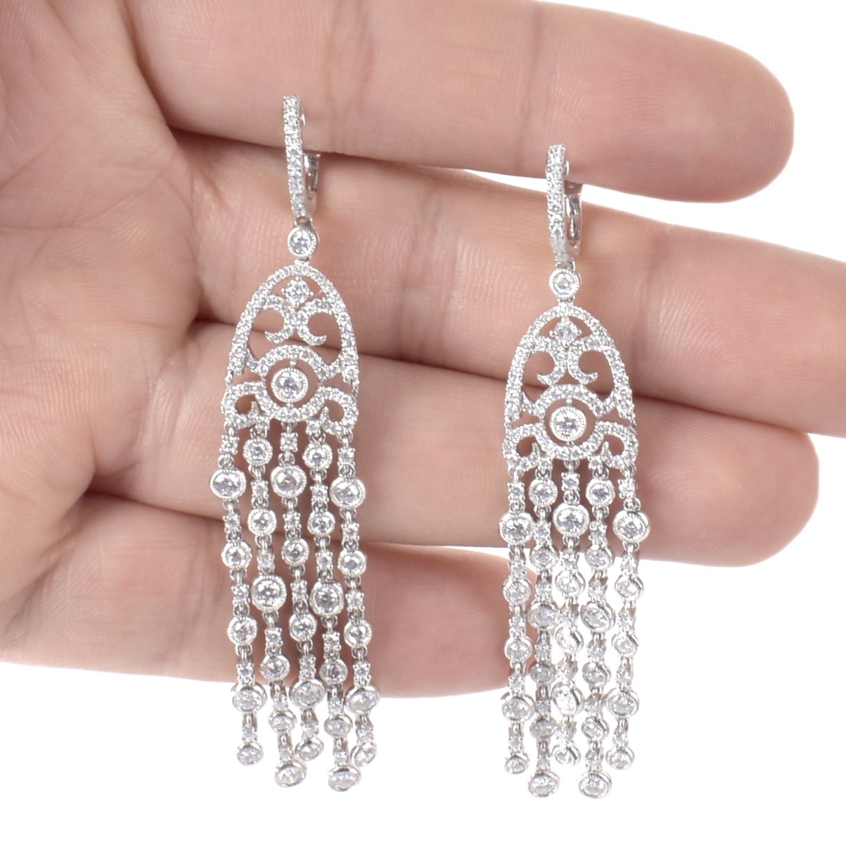 Diamond and 18K Earrings - Image 6 of 6