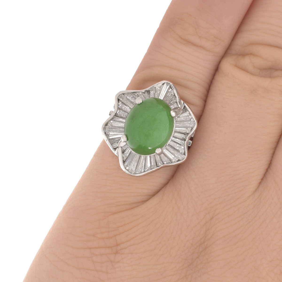 Jade, Diamond and Platinum Ring - Image 7 of 7