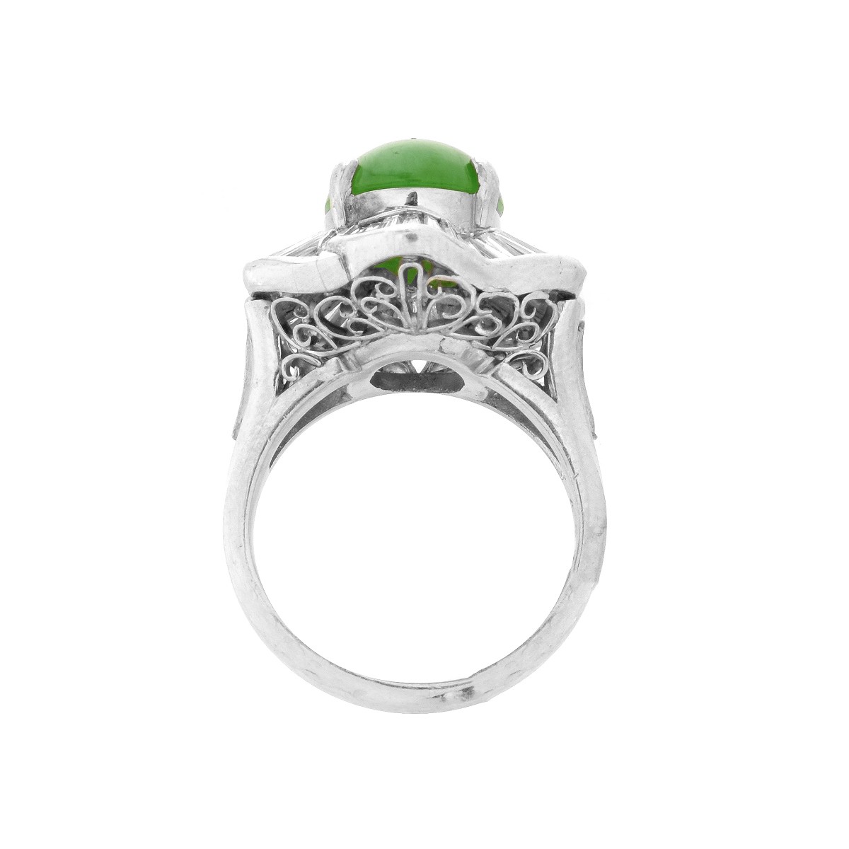 Jade, Diamond and Platinum Ring - Image 4 of 7