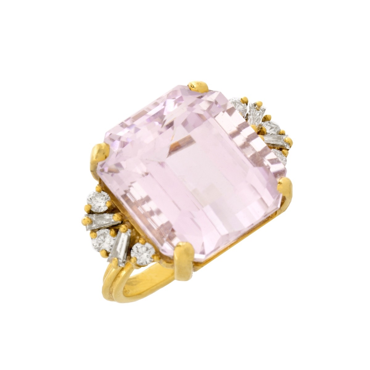 Kunzite, Diamond and18K Ring