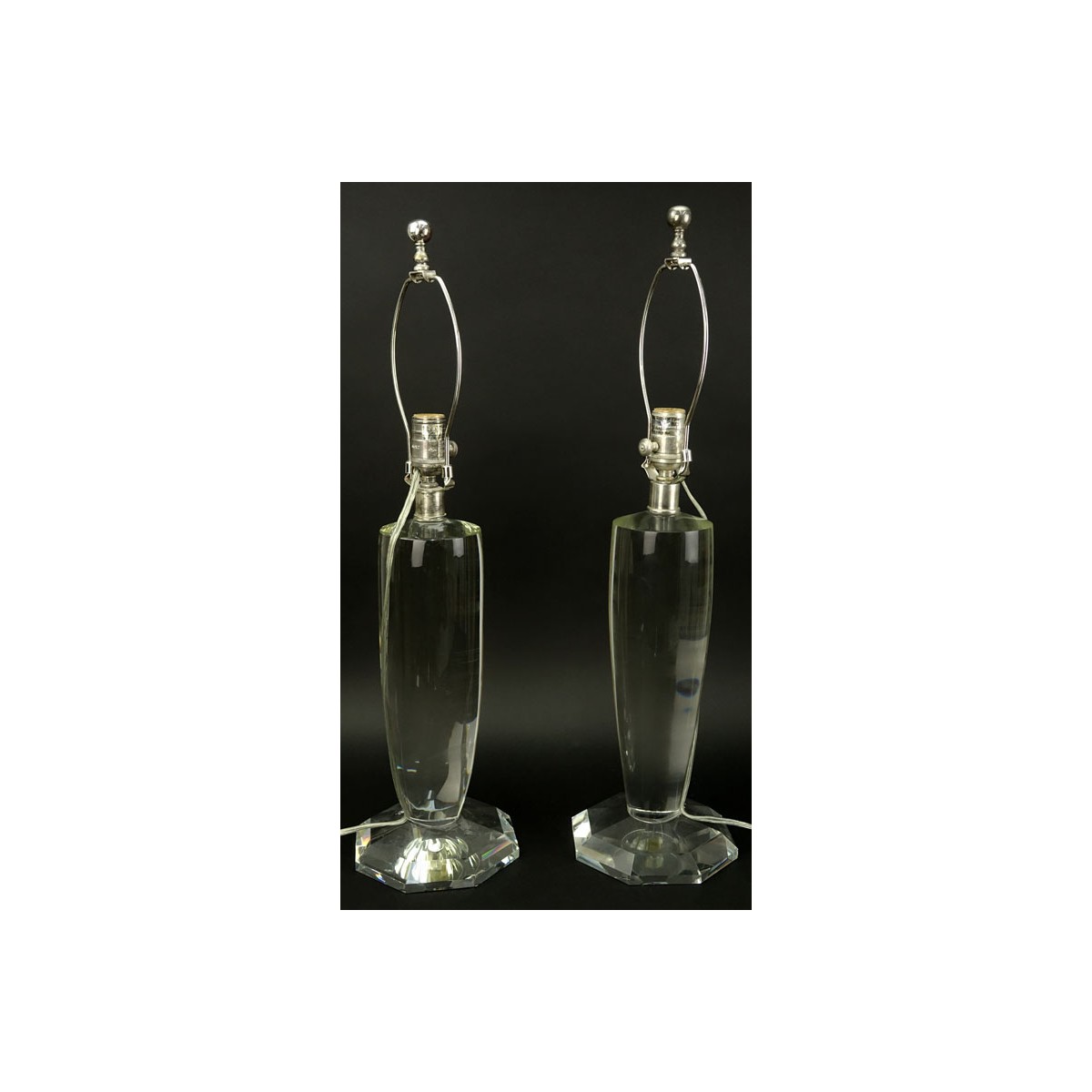 Pair of Visual Comfort & Co. Clear Crystal Lamps - Image 2 of 6