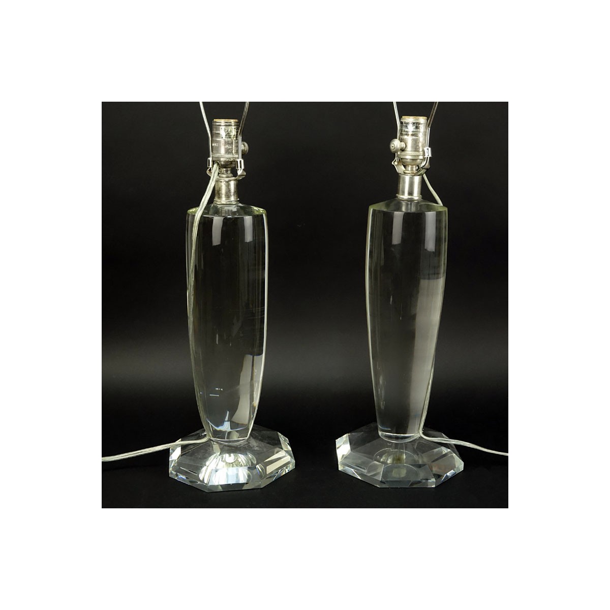 Pair of Visual Comfort & Co. Clear Crystal Lamps - Image 3 of 6