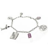 Art Deco Platinum Charm Bracelet