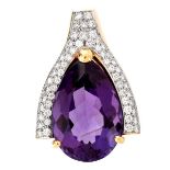 Vintage Amethyst, Diamond and 18K Brooch