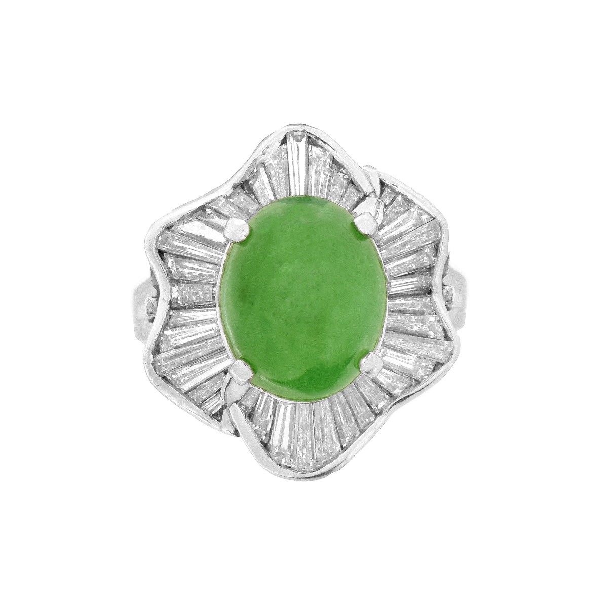 Jade, Diamond and Platinum Ring - Image 2 of 7