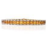 Citrine, Diamond and 14K Gold Line Bracelet