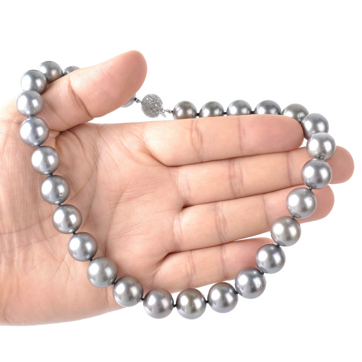 11.5-14.0mm Tahitian Gray Pearl Necklace - Image 6 of 6