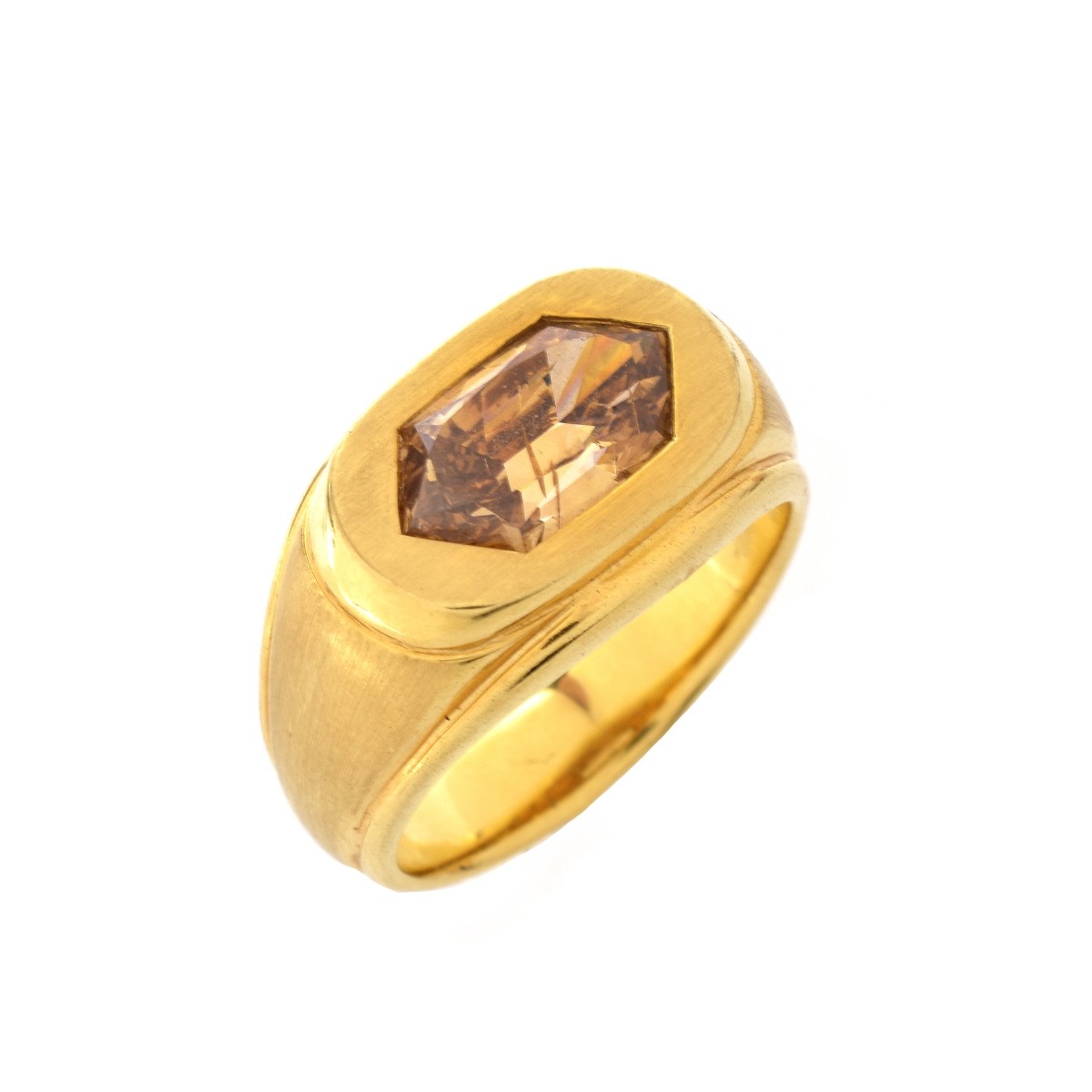 3.25ct Fancy Orange Brown Diamond and 18K Ring