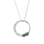 Diamond, Gemstone and 14K Pendant Necklace