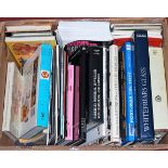 A single box of antique reference books, to include Faberge, Whitefriars etc