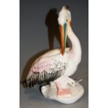 A Karl Ens Volkstedt porcelain figure of a pelican, having printed mark verso and impressed 7418,