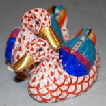 A Herend porcelain figure group of ducks, having blue printed backstamp and impressed 5031