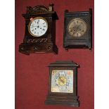 A late 19th century pine cased mantel clock by The Ansonia Clock Company of New York, having a