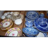 Two boxes of miscellaneous 19th century and later tea and dinner wares to include Copeland Spode