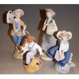 A Royal Worcester figurine 'Katie's Day Playtime', h.15cm; together with a Lladro figure of a flower