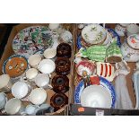 Four boxes of miscellaneous items to include Victorian teawares, Japanese plates, pair of