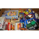 A single box of various boxed and loose diecast vehicles to include Corgi, Days Gone, Dinky Toys