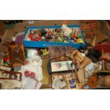 A single box of various dolls house furniture and further accessories
