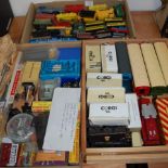 Assorted models, to include Corgi, various scenery, narrow gauge carriages, goods wagons etc