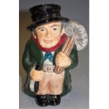 A Roy Kirkham Pottery Staffordshire novelty character jug in the form of a chimney sweep, h.17cm