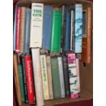 Five boxes of miscellaneous books, to include shooting related and antique reference examples
