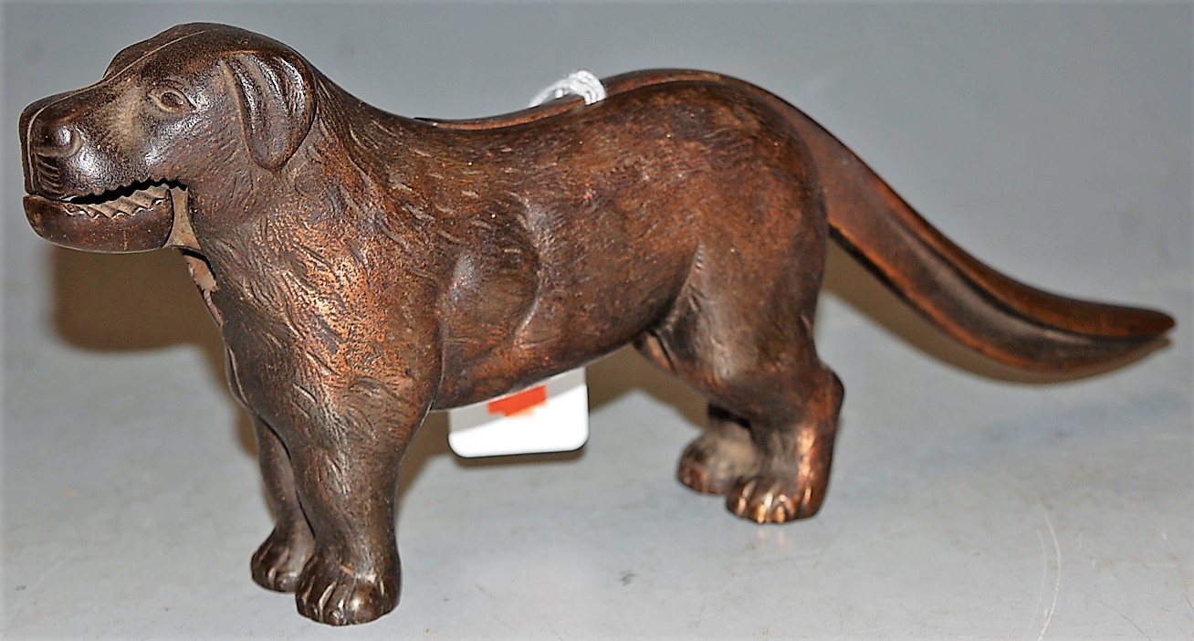 A reproduction cast iron novelty nutcracker in the form of a dog