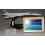 A limited edition 2003 Concord Tribute model of the British Airways Concord aeroplane singed by Mike