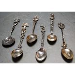 A collection of six early 20th century Continental 800 silver apostle teaspoons
