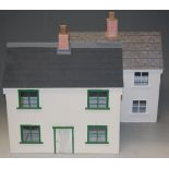 Two painted scratch-built model houses