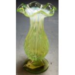 A Victorian Stourbridge vaseline glass vase, height 17cm