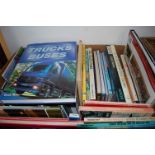 A box of assorted transport related hardback volumes