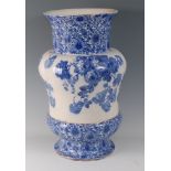 A Doulton Burslem floor vase, blue and white printed in the 'Gloire-de-Dijon' pattern, printed