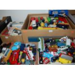 A large quantity of playworn loose diecast models, largely being cars, buses and lorries, by various
