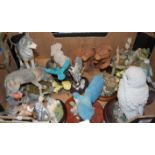A single box of various resin animal figures to include Country Artists, the Leonardo Collection