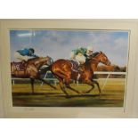 Graham Isom - limited edition horse racing print signed in pencil to the margin by Lester Piggott