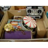 A box containing a quantity of mixed childrens toys and accessories, to include a Matchbox Series