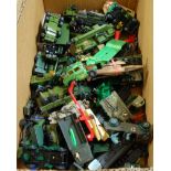 A box containing a quantity of loose playworn military diecast models, to include Corgi, Dinky,