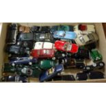 A tray containing a quantity of diecast and white metal saloon models, to include Weston Models etc
