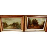 Circa 1900 school - Pair; Landscape studies, oil on canvas, 25 x 34cm