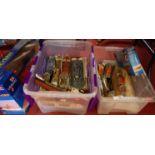 Two boxes of mixed plastic and wooden kit-built model boats, to include Severn radio controlled