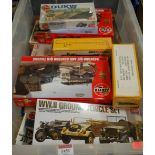 A box containing a quantity of military kits, to include Airfix, Matchbox etc