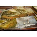 Assorted amateur oils, to include landscape and maritime scenes