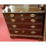 A 19th century oak chest of four long graduated drawers, having oval brass plate handles, w.83.5cm